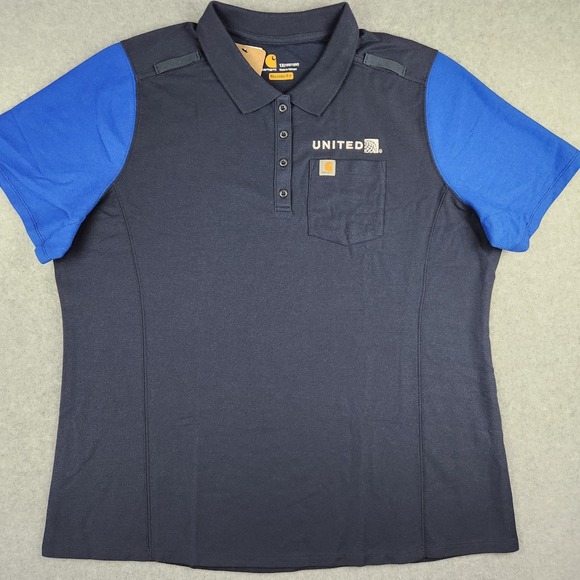 United Airlines Employee Carhartt Polo‎ Women's 1X (16W/18W) Navy Blue NWT